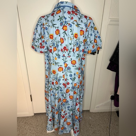 Unique Vintage Orange Red Puff Sleeve Sundress NWT - Picture 8 of 8